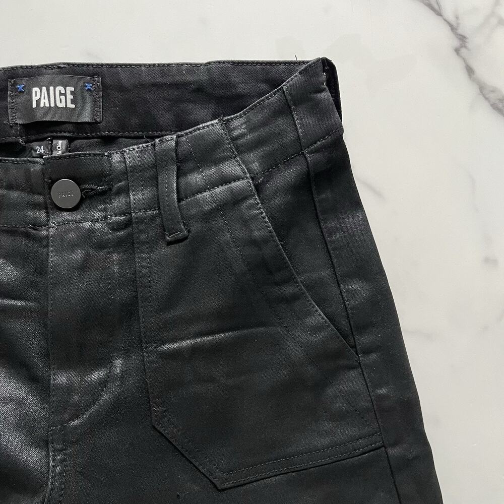 Paige Mayslie Cropped Coated Jogger $259 Black Fog Luxe Size 24 Minimalist - Picture 9 of 12
